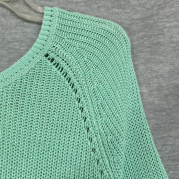 TIMING Mint Green Long Sleeve Scoop Neck Full Zipper Back with Hi Lo Hem Sweater - Picture 6 of 16